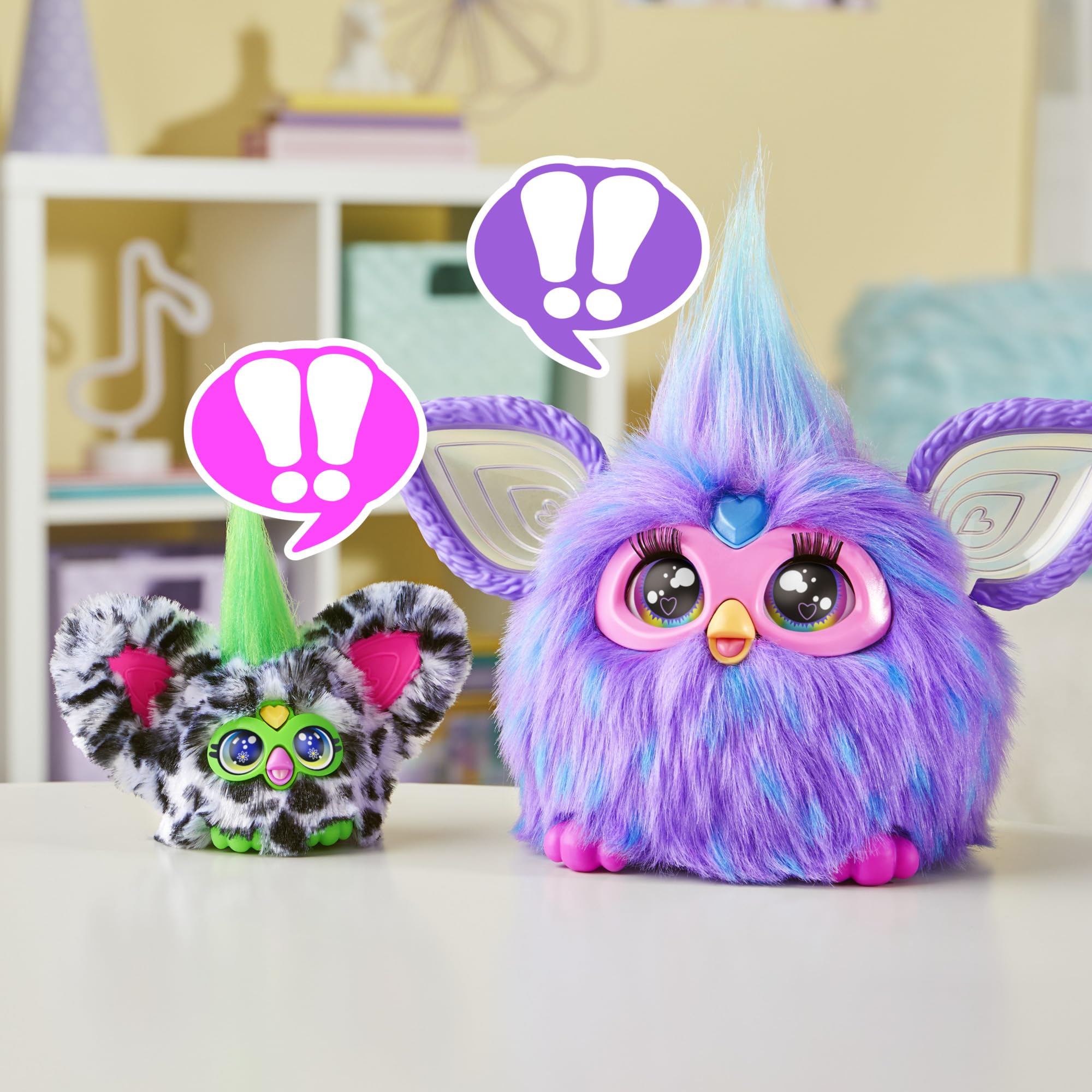 Furby Furblets Moo-Boo Mini Friend, Electronic Plush Toys for Girls & Boys, Cow, Black & White, Speaks Furbish & Plays Music, Series 5, Back to School Gifts, Ages 6+