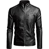 Fairylinks Men's Casual Faux Leather Jacket