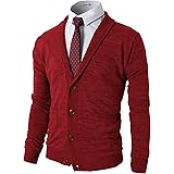 H2H Mens Casual Comfortable Fit Cardigan Sweater Shawl Collar Soft Fabric with Ribbing Edge