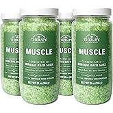 Village Naturals Therapy, Muscle Concentrated Mineral Bath Soak, Eucalyptus Mint Scent, 20 oz, Pack of 4