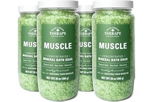 Village Naturals Therapy, Muscle Concentrated Mineral Bath Soak, Eucalyptus Mint Scent, 20 oz, Pack of 4