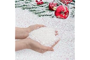 VICAMB 10.5oz Christmas Artificial Flake Snow, Sparkling Snow Twinkles Fake Snow Powder Filler Craft for Christmas Village Decorations, Holiday Winter Craft Supplies