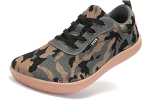 ZYEN Wide Toe Box Barefoot Shoes for Men Camo Walking Shoes Zero Drop Minimalist Sneakers Size 7-14