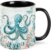 opshksog Octopus Coffee Mug Funny Ceramic Tea Cup With Handle Dishwasher Microwave Safe for Women 11oz Porcelain Mugs