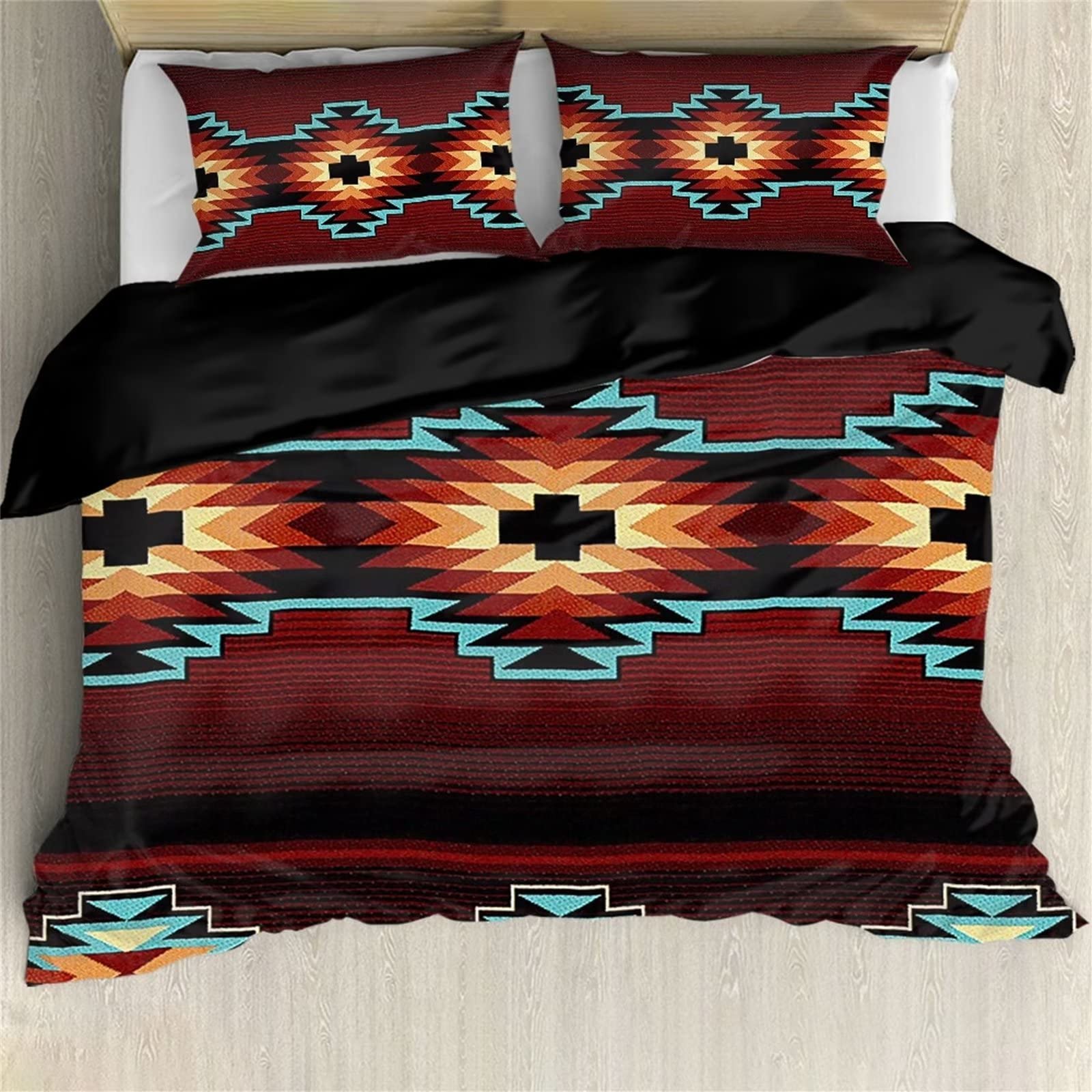 Photo 1 of Dreaweet Aztec Southwestern Pattern Quilt Covers Native American Style Comforter Cover Sets with Zipper Closure, 1 Piece Duvet Cover with 2 Pillow Shams Cover, King Size