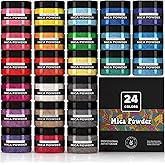 HIPPIE CRAFTER Mica Powder - Pigment Powder for Epoxy Resin, Resin Color Pigment, 24 Colors Mica Set for Epoxy Art, Candle Dye, Acrylic Paint, Craft Projects, and DIY Decor
