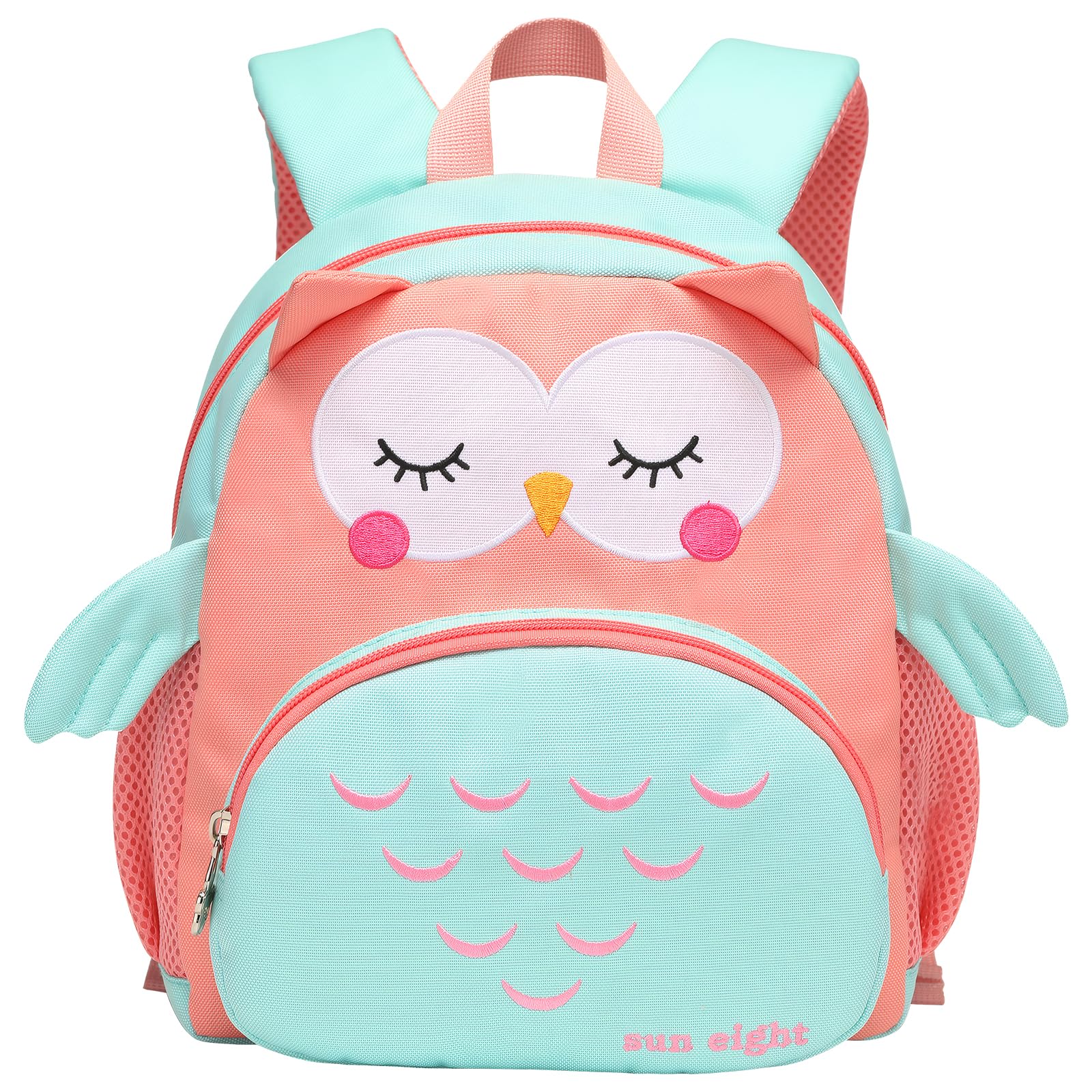 Tokeya Kids Backpack Girls Boys, Toddler School Bags Kindergarten Schoolbag Children Casual Daypack Nursery Rucksack Waterproof Lightweight Cartoon Bookbag for Age 2-6 Preschool, Pink/Green Owl