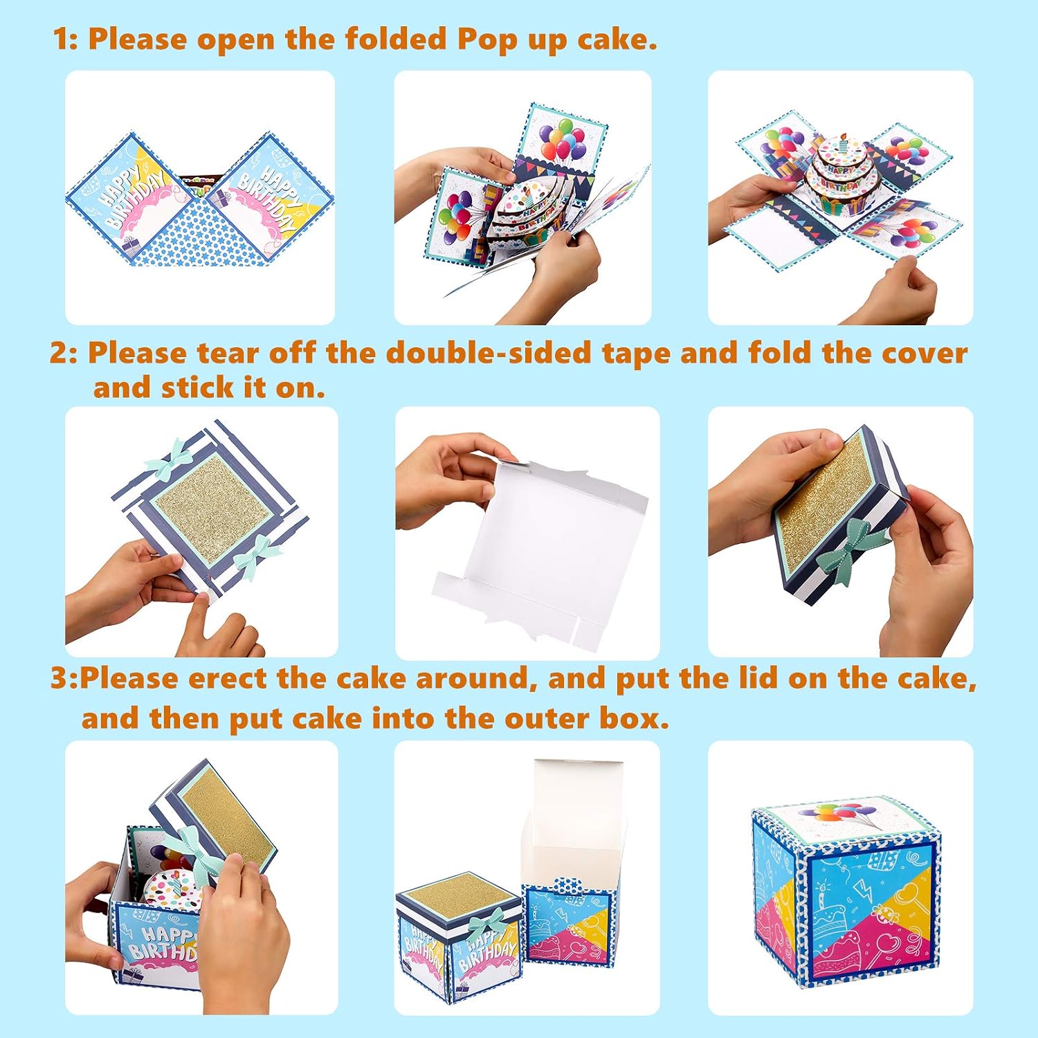 Giiffu DIY 3 Layer 3D Birthday Explosion box for birthday card with ...