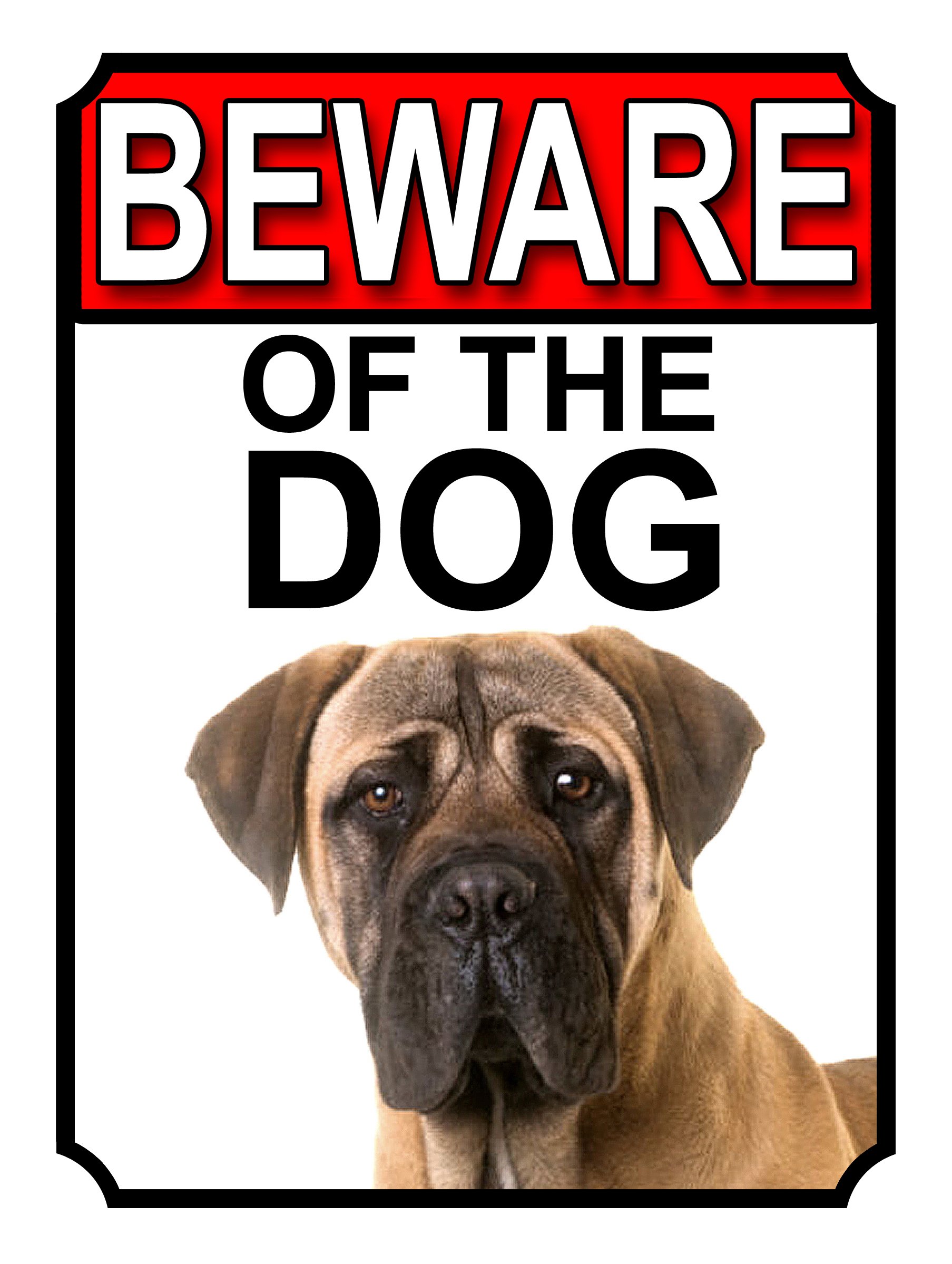 BEWARE OF THE DOG METAL GATE SIGN BULLMASTIFF 200MM X 150MM (1124H1)