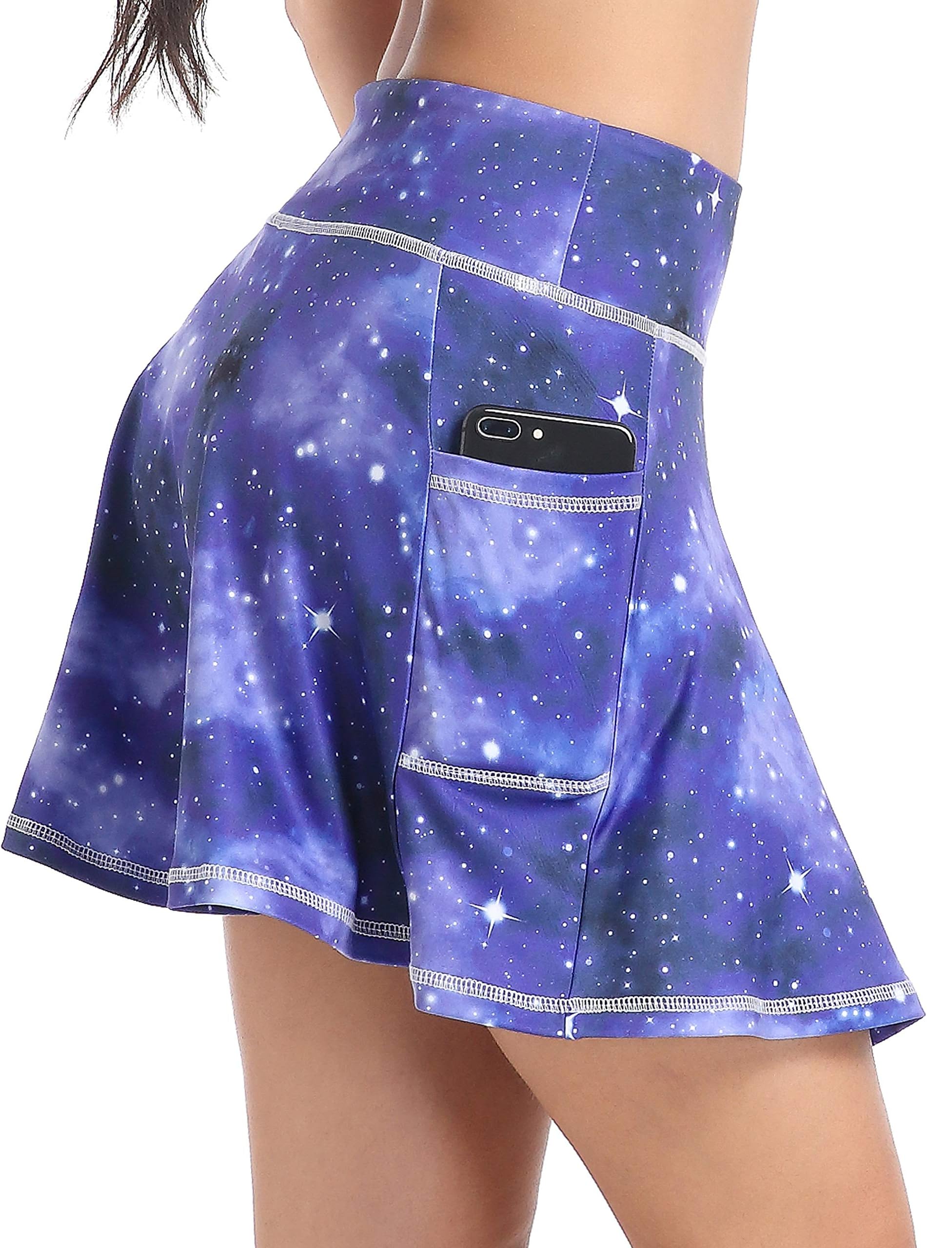 EAST HONG Women's Pocket Tennis Skirts Lightweight Running Sports Golf Skort with Inner Shorts
