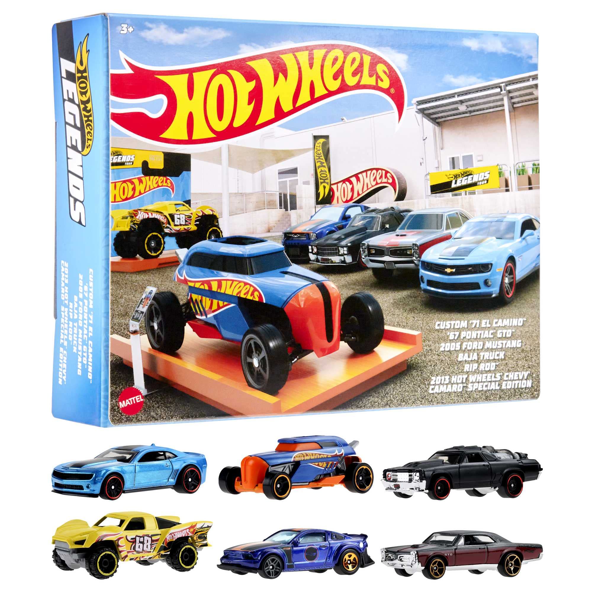Hot Wheels HW Legends Multipacks of 6 Toy Cars, 1:64 Scale, Authentic Decos, Popular Castings, Rolling Wheels, Gift for Kids 3 Years Old & Up & Collectors, HLK50 — image 1