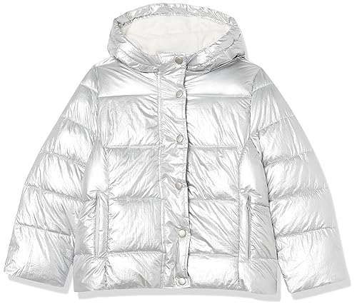 Amazon Essentials Girls' Heavyweight Hooded Puffer Coat, Water-Resistant, Metallic Silver, XX-Large