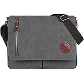 Vintage Canvas Satchel Messenger Bag for Men Women,Travel Shoulder bag 13.5" Laptop Bags Bookbag (Grey)