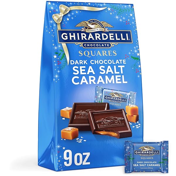 GHIRARDELLI HOLIDAY DARK CHOCOLATE SEA SALT CARAMEL SQUARES...