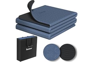 Readaeer Foldable Yoga Mat for Travel Folding Yoga Mat 6mm Thick with Carrying Bag, Non-Slip TPE Exercise Pilates Mat for 72" L x 24" W x 0.24 Inch