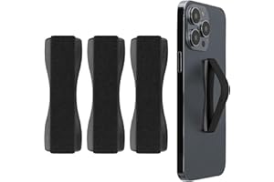 kwmobile Finger Holders for Smartphones - Set of 3 Self Adhesive Elasticated Finger Holder Straps for Phones - Black