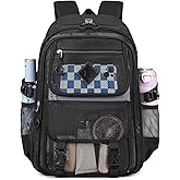PIG PIG GIRL Mesh Backpack, Heavy Duty See Through Backpack Ultra-Lightweight Net Bookbag Breathable Transparent School Bqag for School Beach Sports Gym, Black(Large)