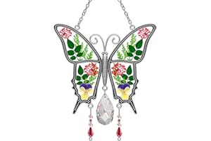 KY&BOSAM Crystal Butterfly Suncatcher Stained Glass Panels for Windows Hanging Suncatchers Home Ornament Wind Chime As Birthday Gifts for Women Mom Mothers Day Valentine`s Christmas Garden Gifts