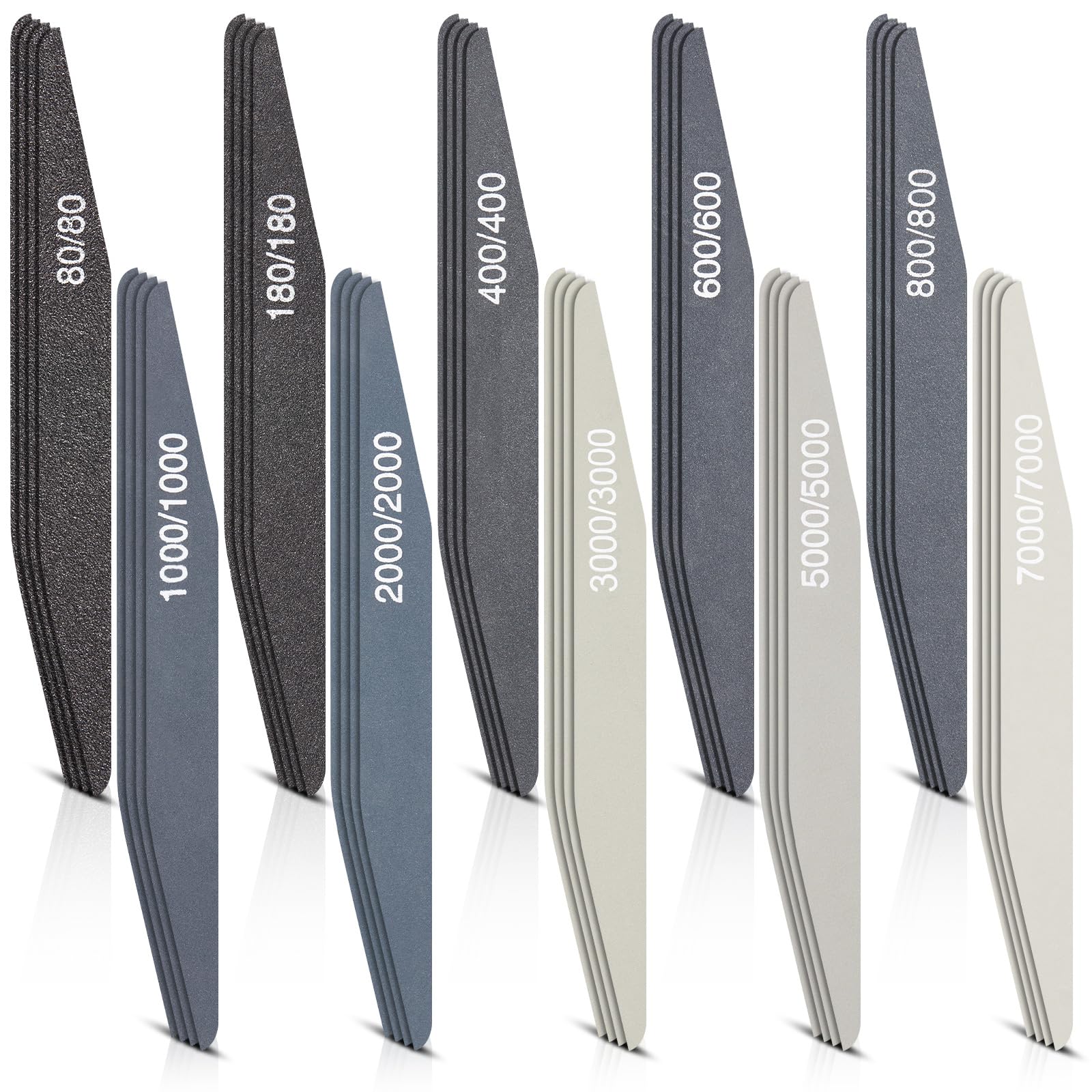 Honoson 40 Pcs Polishing Sticks Sanding Sticks for Plastic Models Metal Wood Buffing Sanding Tools Sandpaper Polishing Accessories Mini Finger Sander(Double Angle Shape)