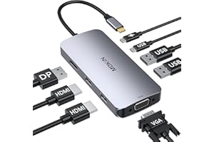 MOKiN USB C Laptop Docking Station Dual Monitor USB C Hub Adapter 3 Monitors with 2 HDMI, DisplayPort VGA, 3 USB 2.0, PD for Dell/HP/Lenovo/Microsoft