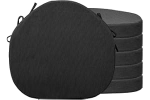 idee-home Chair Cushions for Dining Chairs Set 6, Windsor Seat Pads Kitchen Chair Cushions Corduroy with Ties, Removable Seat