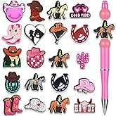 20 PCS Cowgirl Silicone Focal Beads for Pens Bulk, Western Silicone Beads, Focal Bead for Keychain Making Necklace Bracelet Cowgirl Charms Beaded Pens DIY Gifts