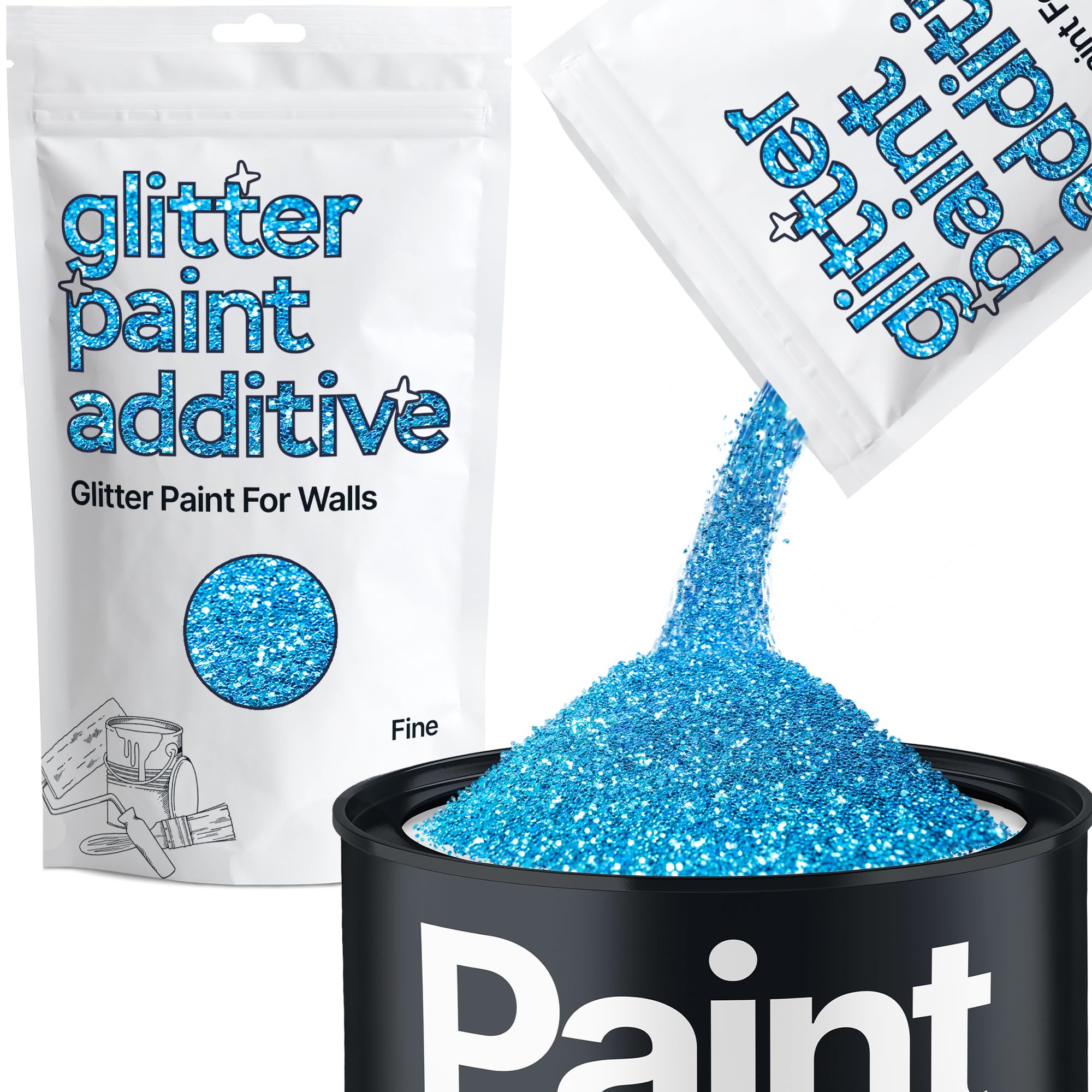 Hemway Ocean Blue Glitter Paint Additive Fine 100g for Adding Sparkle to Paints & Varnish | Paint Walls Sparkly Add to Emulsion, Acrylic or Lacquer Indoor