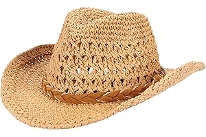 Straw Cowboy Hat Wide Brim Sun Hat Cowgirl Summer Panama Hat with Chin Strap Men Women Sombrero Travel Outdoor Family Hat