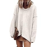 ANRABESS Women's Oversized Casual Loose Slouchy Scoop V Neck Batwing Long Sleeve Knit 2025 Fall Pullover Sweaters