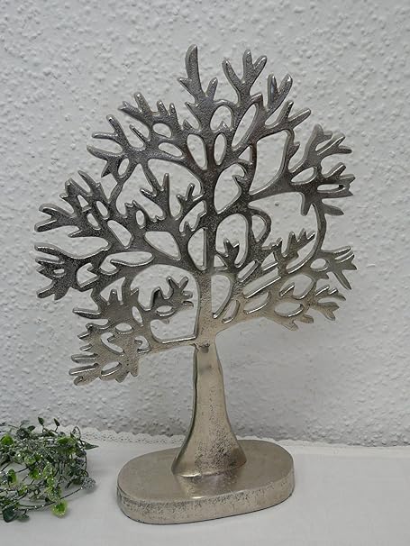 Amazon De Grosser Deko Baum Silber Aus Metall