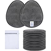 SINLAND Reusable Makeup Remover Pads For Face,Eye,Lips Microfiber Gentle Facial Cleansing Cloths for All Skin Types Friendly for Makeup Remover With Laundry Bag 5.1inchx3.93inch Grey Pack of 12