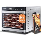 Cosori Food Dehydrator, 6 Stainless Steel Trays with 6.5 ft&sup2; Drying Space | Extra Large, 95-165&deg;F Precision Control, 600W Faster Drying, Horizontal Airflow, Quiet Operation under 48 dB, 48H Timer