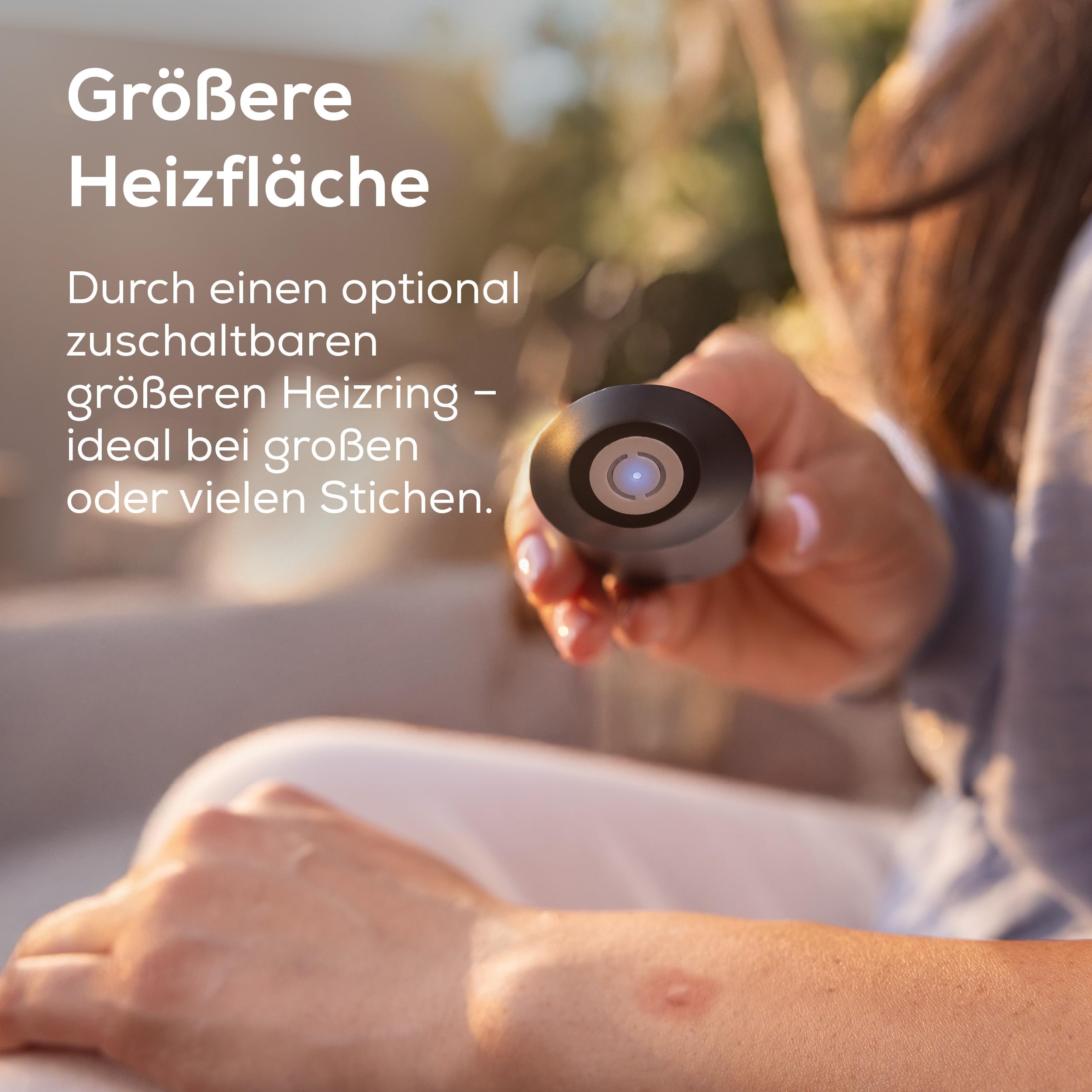 Beurer BiteX Max Deep Black Insektenstichheiler mit größerer Heizfläche, Mückenstich Hitzestift zur Behandlung von Insektenstichen- und bissen, elektronischer Stichheiler, mit Licht und Akku 3