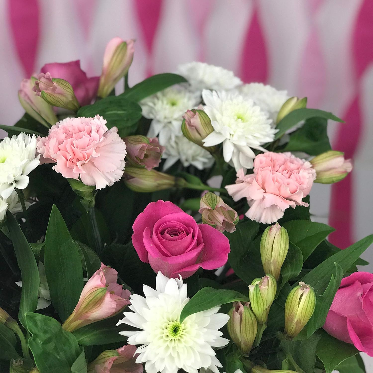 Clare Florist Precious Pink and White Fresh Flower Bouquet, Beautiful Roses, Carnations - Image 5