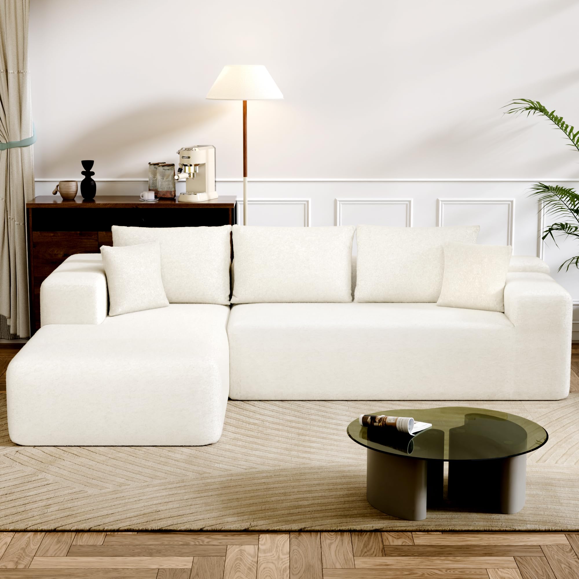 Photo 1 of ***MISSING HARDWARE***
ChicFurnit 104" Cloud Sectional Couches, Modular L-Shape Sofa with Deep Seat, Full Foam Sectional Couch with Right Chaise, Floor Boneless Sofa for Living Room, No Assembly Required, Beige