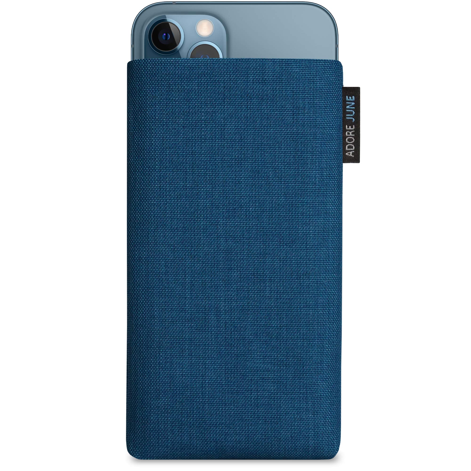 Adore June Classic Ocean Blue Case Compatible with iPhone 13 Pro Max/iPhone 12 Pro Max, Made of Durable Cordura Fabric with Screen Cleaning Effect, Made in Europe
