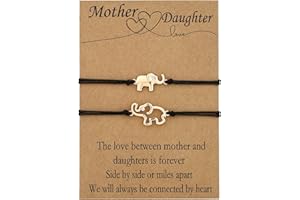 Ascona Mother Daughter Bracelets Set for 2/3, Mom Daughter Elephant Matching Bracelet Mothers Day Gift