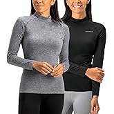 DEVOPS Women's 2 Pack Thermal Turtle Long Sleeve Shirts Compression Baselayer Tops