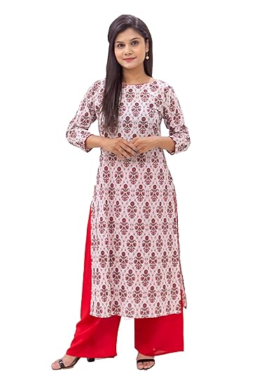 KADAAII Women Floral Printed Kurta With Red Palazzo Set