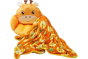 Unicorns & Robots Boys Giraffe Kids Lounge Pillow with Blanket, Plush Animal Cozy Cushion, Playroom Cozy Cushion & Giraffe Room Decor, Ages 3+