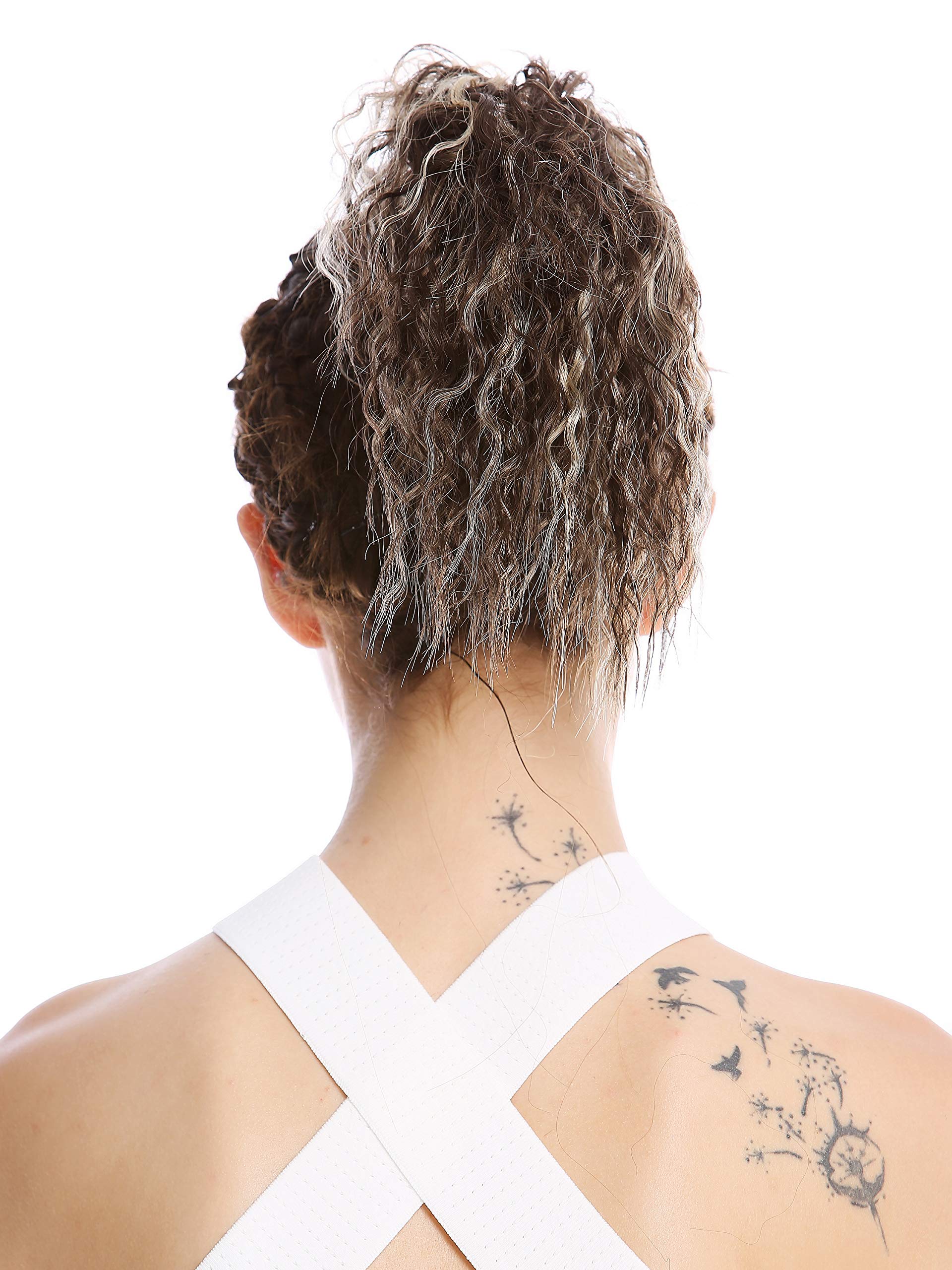 WIG ME UP - N67A-V-8TT26 Ponytail Hairpiece Extensions short voluminous curled kinked kinks beach bleach brown streaked blond highlights