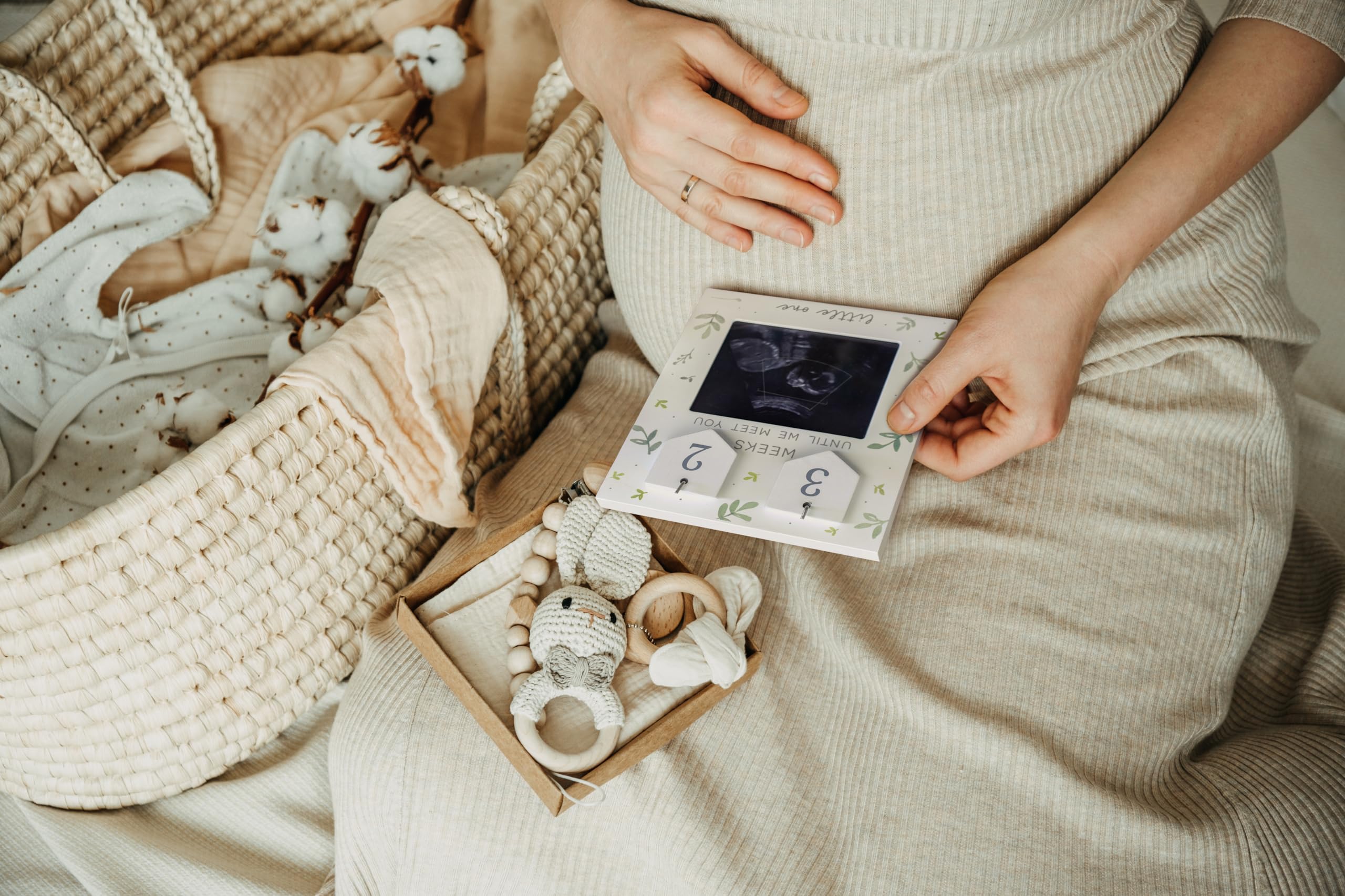 Ultrasound Picture Frames | Baby Countdown | Baby Sonogram Picture Frame w/Number Tiles | Grandparents Baby Announcement Pregnancy Countdown Frame | Sonogram Frame Pregnancy Gift | Love at First Sight