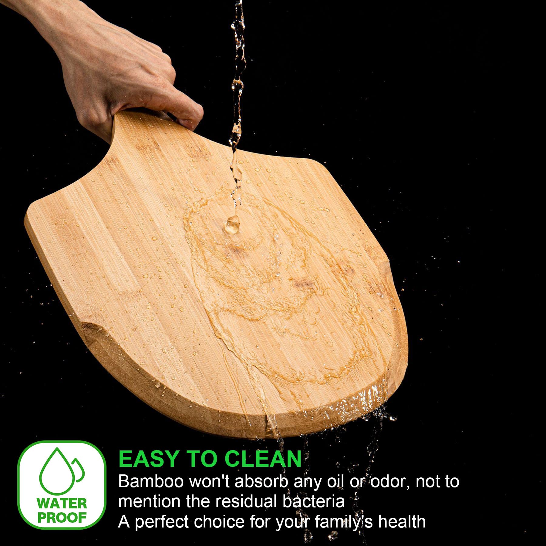 LX LERMX Pizza Peel, Premium Bamboo Pizza Spatula Paddle Cutting Board Handle (Baking Pizza, Bread, Cutting Fruit, Vegetables, Cheese)