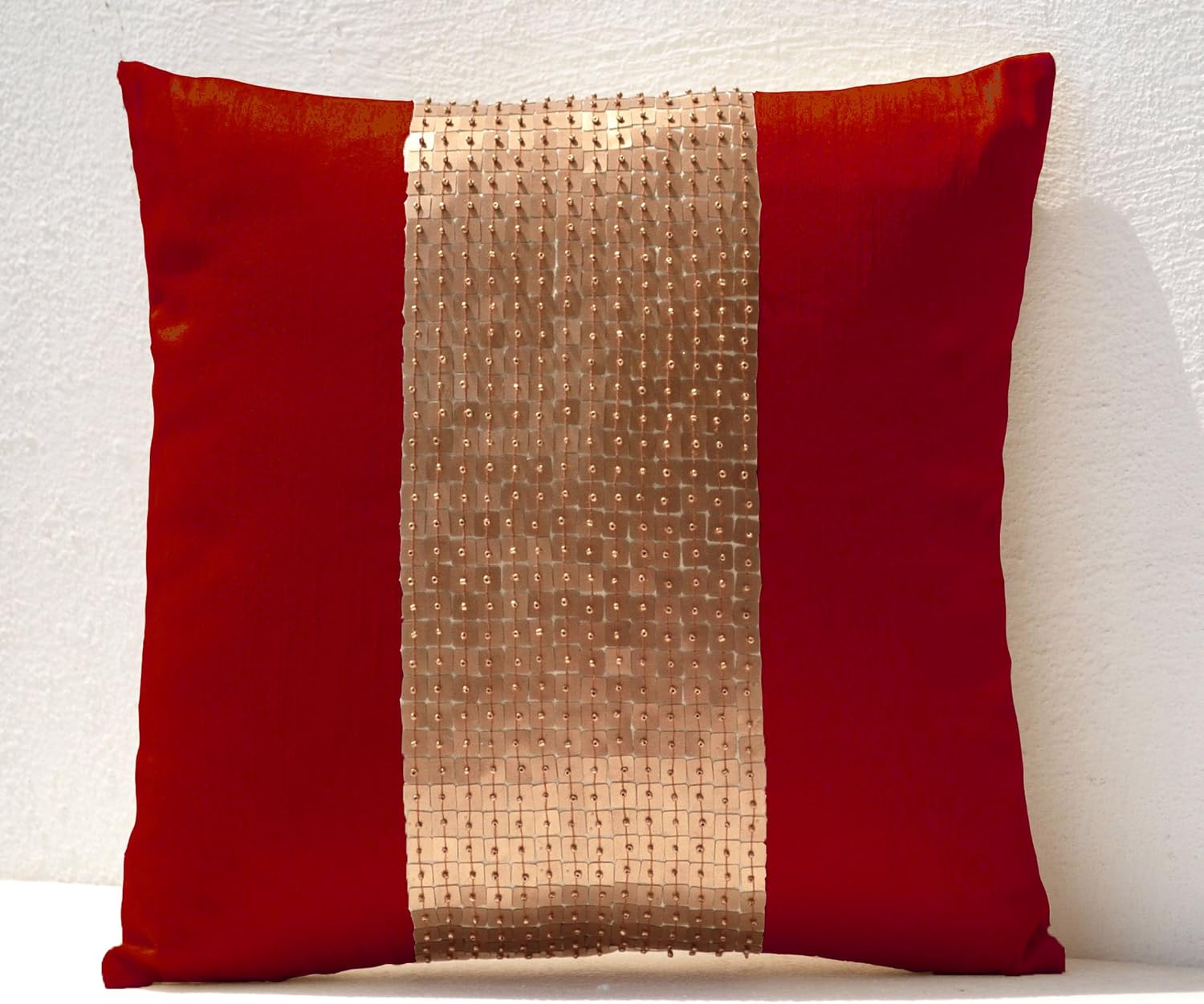 Cushion Covers Red Gold Colour Block Sequin Bead Cushion Covers Sofa