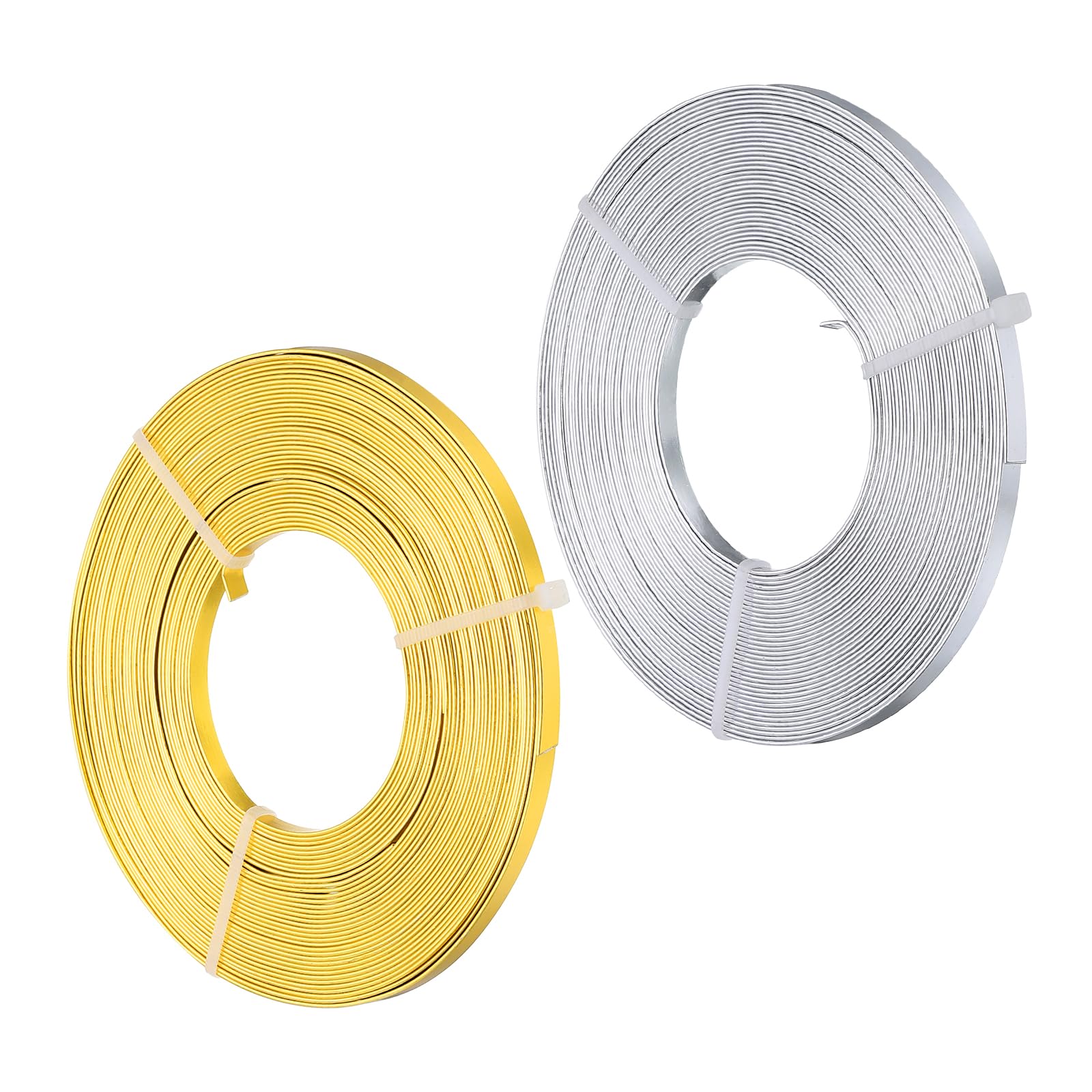 PATIKIL 2Roll 33' Flat Aluminum Wire 20Gauge Bendable Anodized Aluminum Wire Gold/Silver