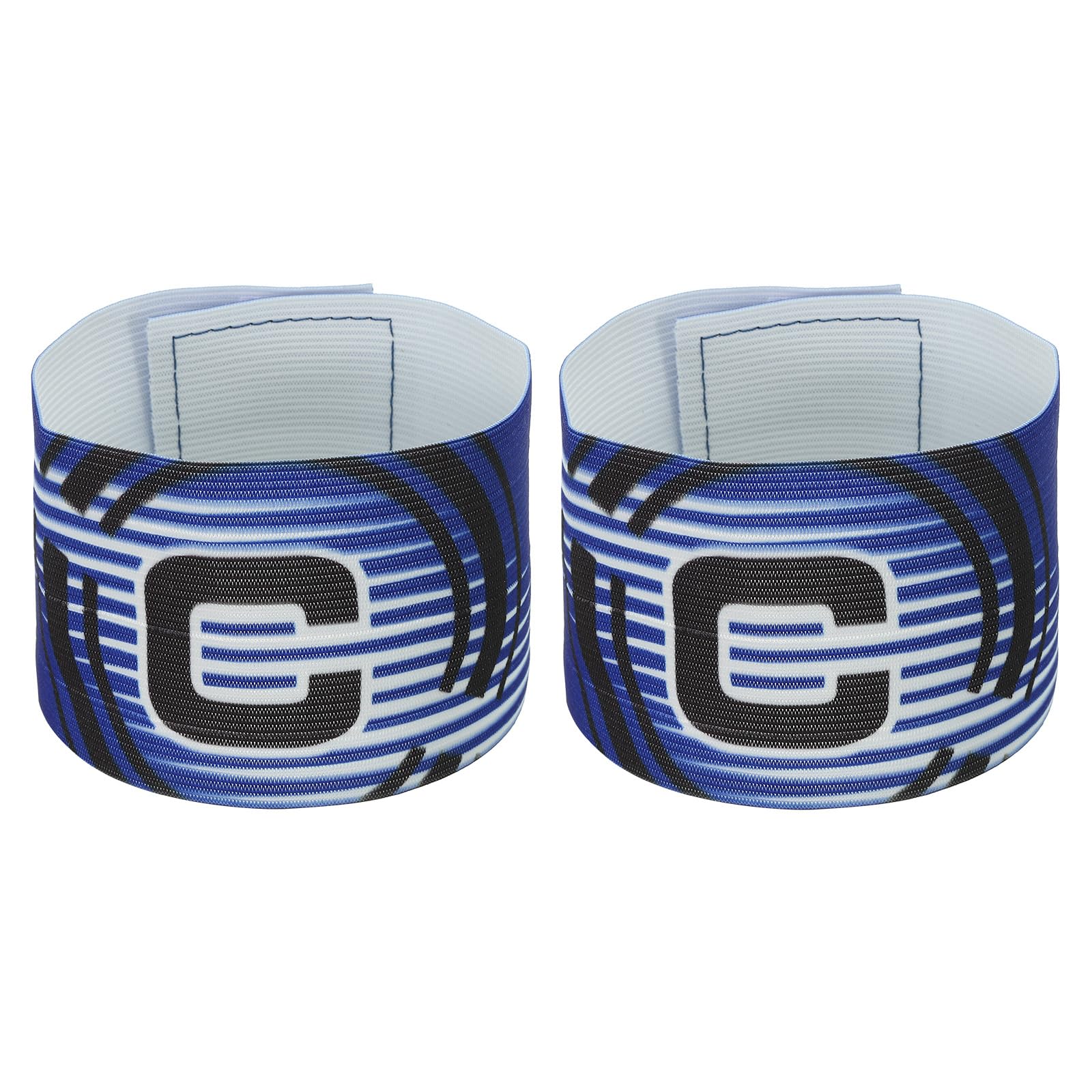 PATIKIL 12.2x2.6 Soccer Captain C Armband, 2 Pack Nylon Unisex Elastic Arm Band Adjustable for Youth Adult Team Training, Blue