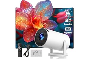 HOTPEAK 2025 Mini Projector with WiFi and Bluetooth, Portable Projector Full HD 4K Support with Automatic Vertical Keystone Correction 270° Rotation Projector and Android 11.0 Smart Projector