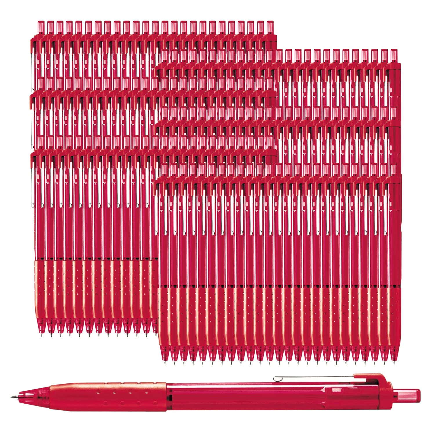 Glamza Ballpoint Pens 0.7mm Red Ink Retractable Writing Pens Multipack Bulk x150 (Model IJ300)