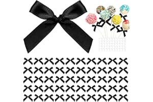 Lianxuia 50pcs Small Satin Ribbon Bows for DIY Crafts, Premade Mini Black Ribbon Bows,Sewing Scrapbooking Wrapping Ornaments 