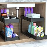 DEKAVA Under Sink Storage 2 Pack 2 Tier Sliding Organiser Black view 9